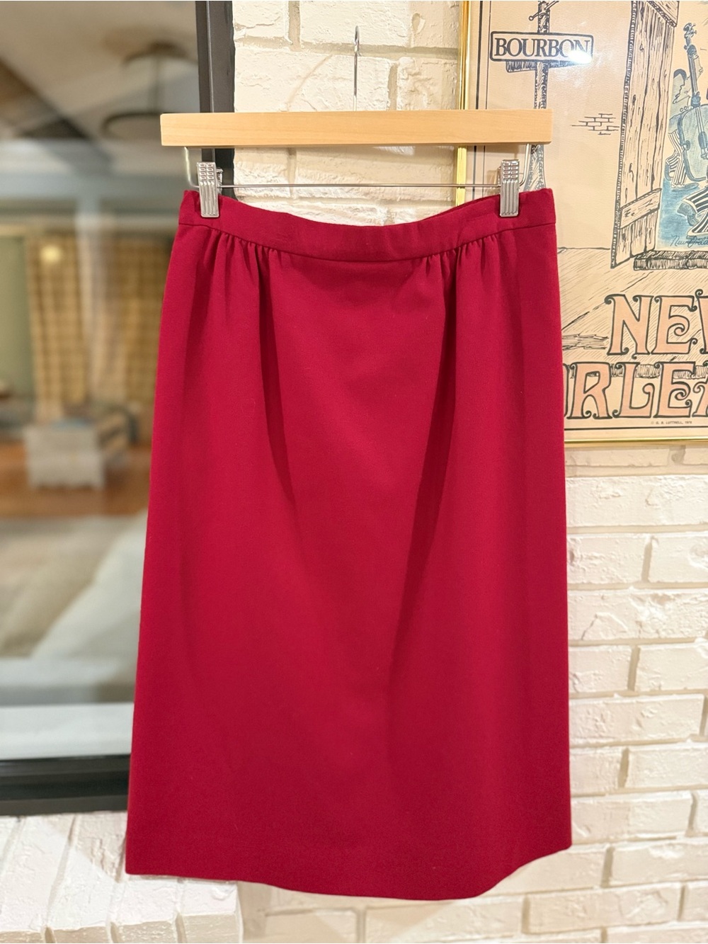 VTG Pendleton Red 100% Pure Virgin Wool Midi Skirt Lined Size 10 USA Made